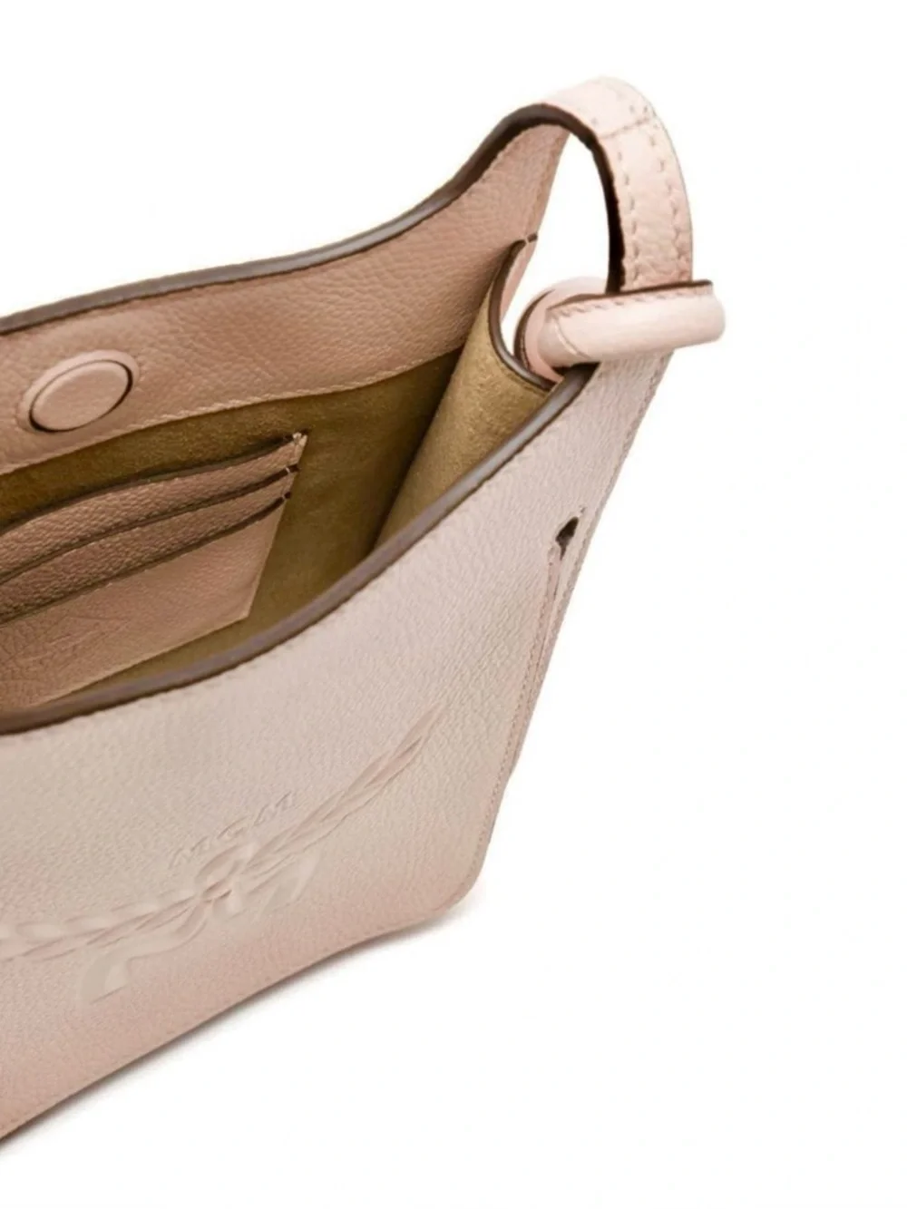 MCM Pale Pink Leather Mini Himmel Hobo Crossbody Bag